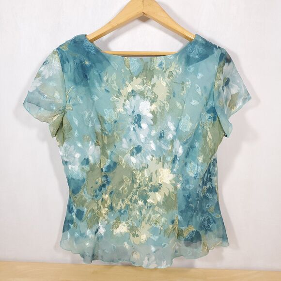 Vtg Fairy Floral 2 Piece Top & Skirt Set Sz 14P Petites Miss Dorby Earthy Elf - Picture 9 of 15